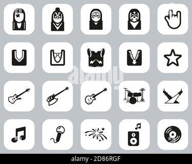 Kiss Band Icons Black & White Flat Design Set Big Stock Vector