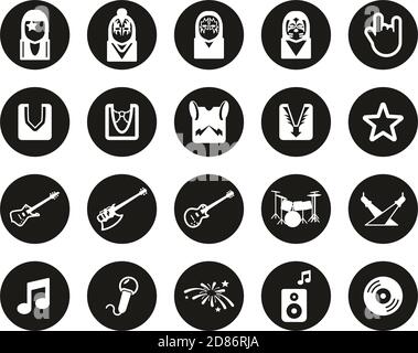 Kiss Band Icons White On Black Flat Design Circle Set Big Stock Vector