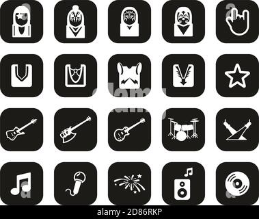 Kiss Band Icons White On Black Flat Design Set Big Stock Vector