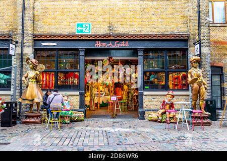 Exterior of Hans & Gretel fairy tale inspired cafe in Camden Market, London, UK Stock Photo