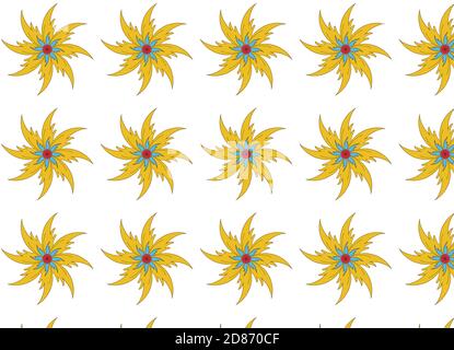 Seamless floral pattern isolated on white, color mandala pattern Stock Photo