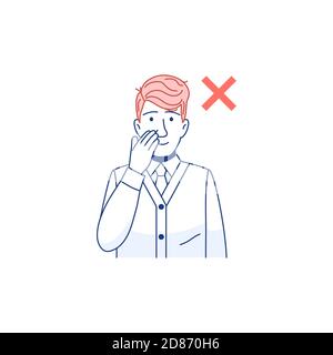 Avoid touching your face line flat icon. Stock Vector