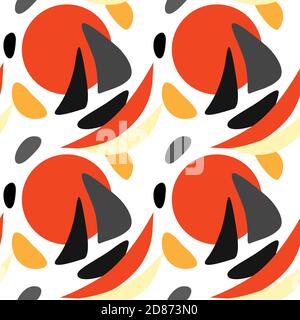 Geometric confetti on white backdrop. Abstract seamless pattern for wallpaper, wrap paper, sleeper, bath tile, apparel or bed linen. Phone case or clo Stock Vector
