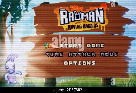 Rayman Raving Rabbids - Nintendo Game Boy Advance Videogame - Editorial use only Stock Photo