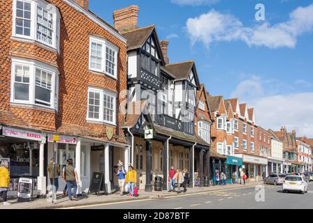 Shops and Lloyds Bank, High Street, Marlborough, Wiltshire, England, United Kingdom Stock Photo