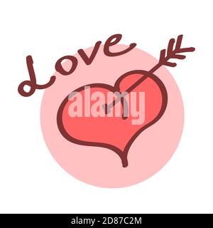 Love heart with arrow cupid. A symbol of love and passion. Vector romantic illustration. Stock Vector