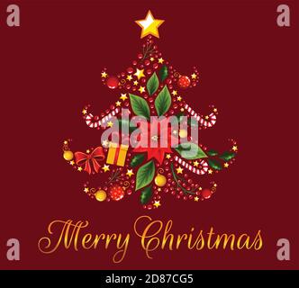 Christmas details in a shape of a tree. Stock Vector