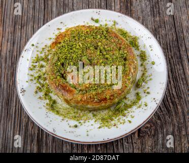 Katmer dessert traditional turkish dessert. Turkish name; Gul Katmeri. Stock Photo