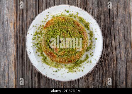 Katmer dessert traditional turkish dessert. Turkish name; Gul Katmeri. Stock Photo