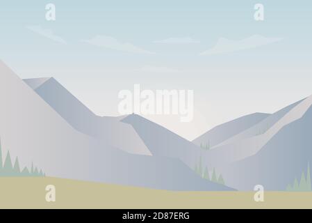 Abstract image of dawn sun over the mountains at the background. Mountain  landscape. vector illustration Stock Vector Image & Art - Alamy