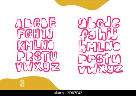 Uppercase cute alphabet font. Vector Hand drawn typography Stock Vector