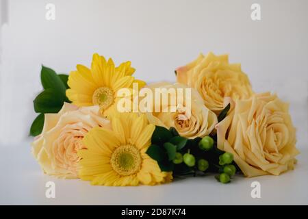 yellow flower bouquet on white background Stock Photo