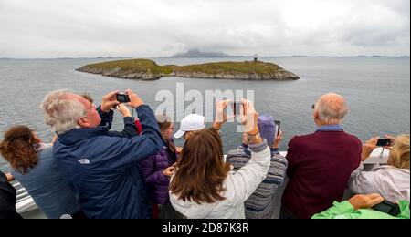 Northern Arctic Circle Globe, tourist photography Arctic Circle Globe, Vikingen Island, photographing tourists, Tonnes, Nordland, Norway, Scandinavia, Stock Photo