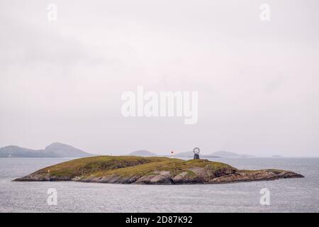 Northern Arctic Circle Globe, Vikingen Island, Tonnes, Nordland, Norway, Scandinavia, Europe, adventure travel, tourism, globe, Hurtigruten, Hurtigrut Stock Photo