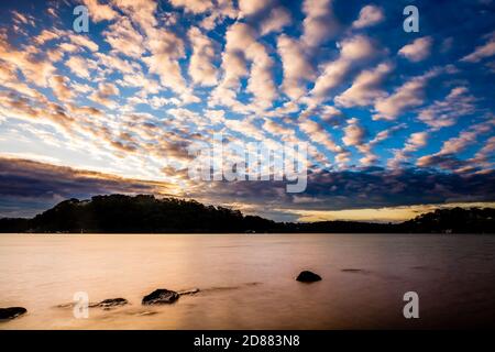 Amazing Sunset Scape along the coast of Georges River Stock Photo
