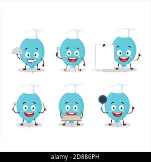 Cartoon character of blue balloon with various chef emoticons Stock Vector