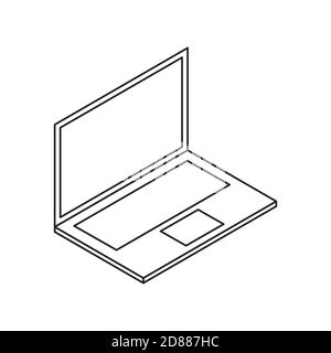 laptop notebook single isolated icon with line or outline style and isometric shape Stock Vector
