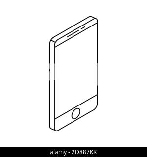 smartphone from right view single isolated icon with line or outline style and isometric shape Stock Vector
