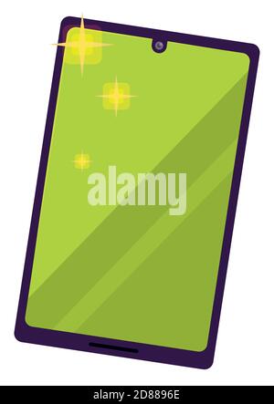 Flat design with smartphone with notch and some glows, isolated over white background. Stock Vector