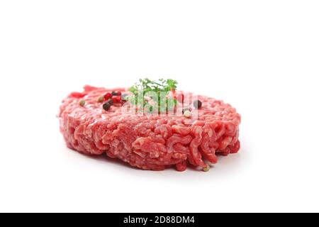 raw minced meat on white background Stock Photo