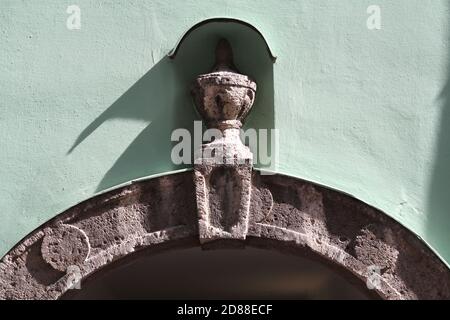 Pediment of an old archway at Hofgasse 1 in Innsbruck, Tyrol, Austria Stock Photo