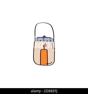 Candle in holder. Candlestick sign. Doodle vector icon Stock Vector