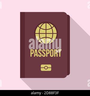 International passport icon, flat style Stock Vector
