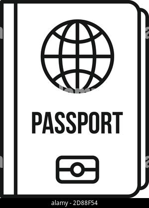 International passport icon, outline style Stock Vector