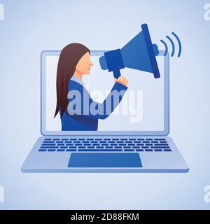 Public relations and marketing background with symbols and people. Social media marketing concept. Flat style design with gradient. Modern vector. Stock Vector