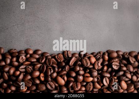 Coffee beans frames at dark gray background. Copy space  for your text Stock Photo