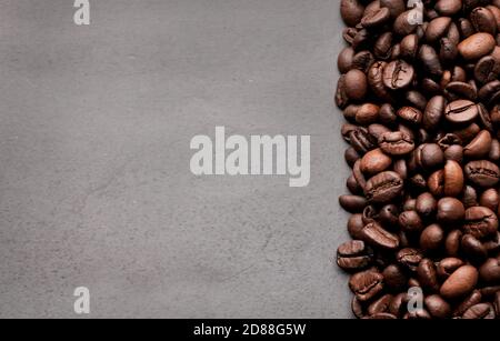 Coffee beans frames at dark gray background. Copy space  for your text Stock Photo