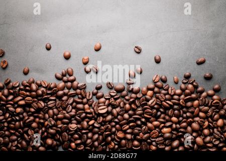 Coffee beans frames at dark gray background. Copy space  for your text Stock Photo