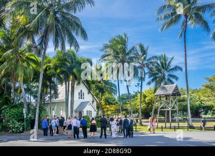 wedding reception at St. Mary's by the sea, Anzac Park, Port Douglas, originally built in 1880, North Queensland, Australia Stock Photo