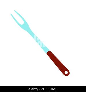 Steel barbecue fork with wooden handle. Vector illustration Stock Vector
