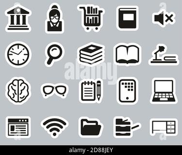Library Or Study Icons Black & White Set Big Stock Vector Image & Art ...