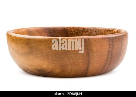 wooden plate, bowl, isolated on white background, clipping path, full depth of field Stock Photo