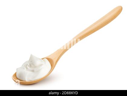 sour cream in glass, mayonnaise, yogurt, isolated on white background, clipping path, full depth of field Stock Photo