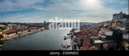 The cty streets and river of porto oporto city in portugal at sunset Stock Photo