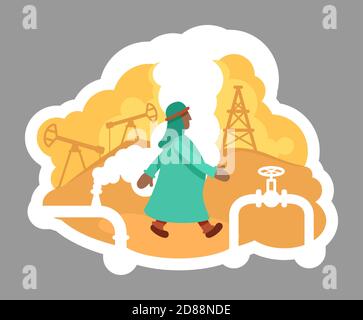 Oil driller 2D vector web banner, poster Stock Vector