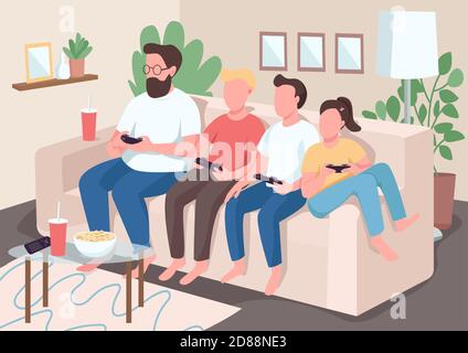 Family bonding flat color vector illustration Stock Vector
