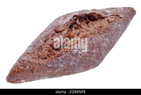 Multigrain dark bun in a rhombus form isolated on a white background. Top view Stock Photo