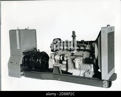 1930 - 40. Fiat - Ansaldo machine. Motors components. Isolated motor image. Fiat Big Motors factory , fabbrica Grandi Motori in Torino, Italy. Stock Photo