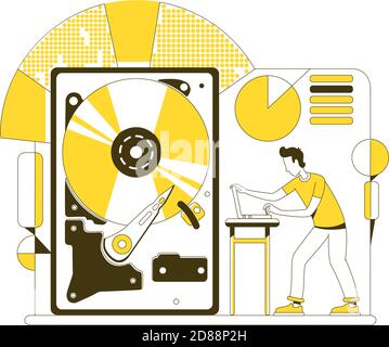 HDD thin line concept vector illustration Stock Vector