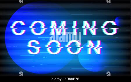 Coming soon glitch phrase Stock Vector