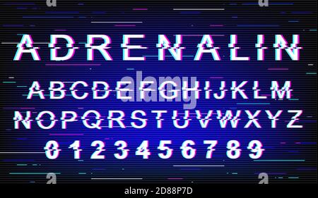 Adrenaline glitch font template Stock Vector