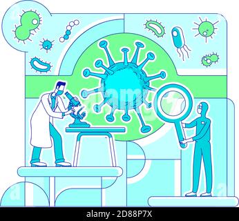 Virology science thin line concept vector illustration Stock Vector