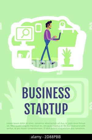 Business startup poster flat vector template Stock Vector