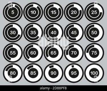 Loading Or Percentage Icons White On White Sticker Set 01 Big Stock Vector
