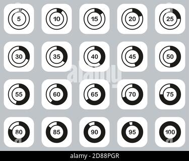 Loading Or Percentage Icons Black & White Flat Design Set 01 Big Stock Vector