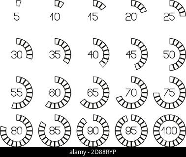 Loading Or Percentage Icons Black & White Thin Line Set 03 Big Stock Vector